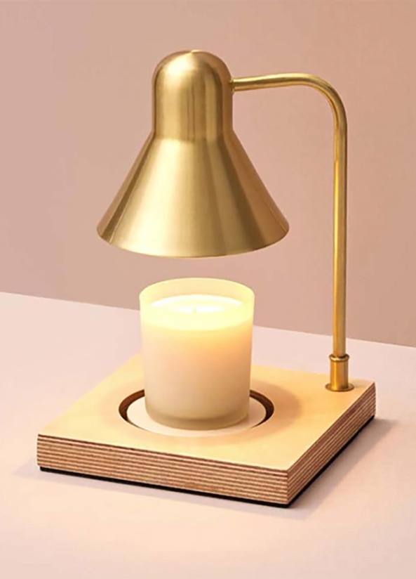溫潤空間 木紋底座暖燭燈 黃銅 